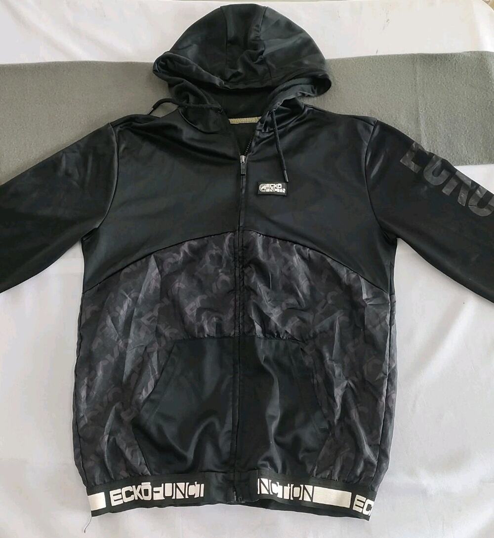 Ecko Function Jacket Mens M hooded black All Over Print Full Zip